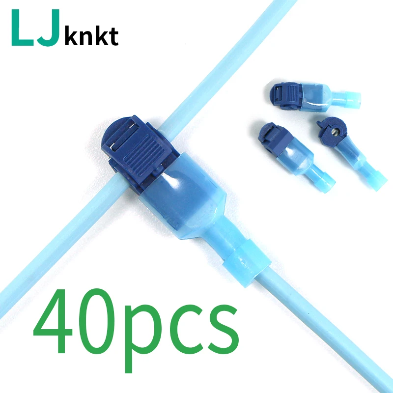 

40Pcs Quick Electrical Cable Connectors Snap Splice Lock Wire Terminals Crimp T-Tap Blue Insulated Disconnect